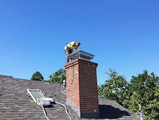 Anaheim Chimney Sweep technician measuring a chimney cap in Anaheim, CA