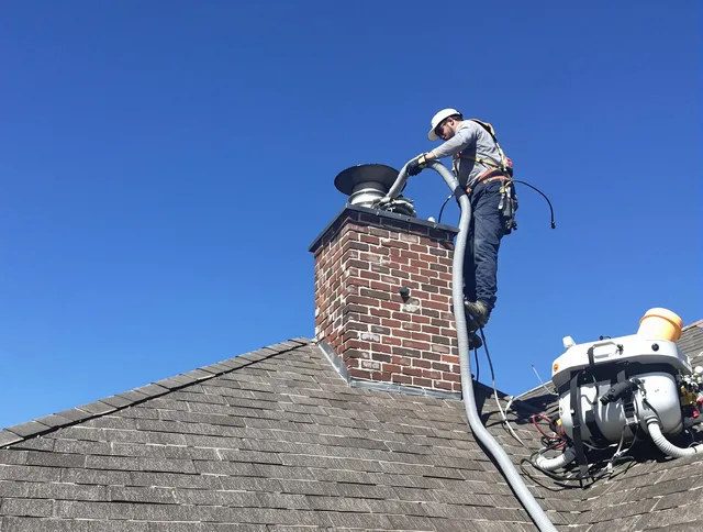 Dedicated Anaheim Chimney Sweep team member cleaning a chimney in Anaheim, CA
