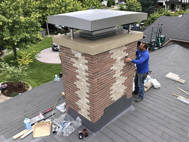 Anaheim Chimney Sweep team working on a custom chimney remodel in Anaheim, CA