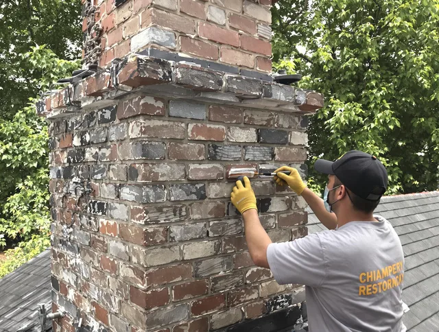 In-progress chimney restoration by Anaheim Chimney Sweep in Anaheim, CA